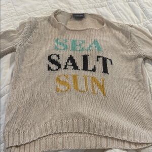 Wooden Ships Cream and Black Crew Neck Sweater